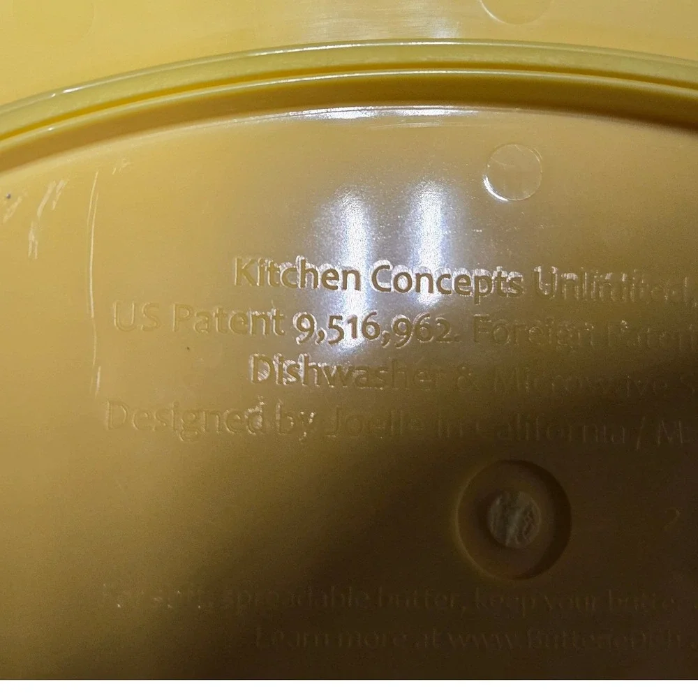 Butterie Yellow Flip Top Butter Dish w Spreader Knife 2 Stick Countertop Keeper
